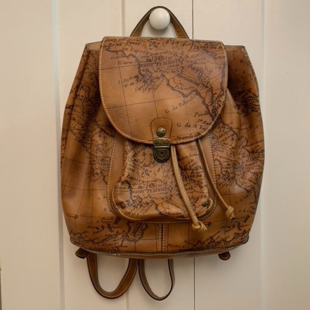Patricia Nash Casape Signature Map Leather Backpack